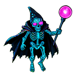 Skeleton Mage (Cyberpunk) — 256×256 pixel art sprite