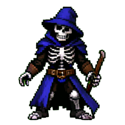 Skeleton Mage - 256x256 pixel art sprite