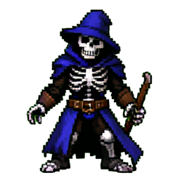 Skeleton Mage — 256×256 pixel art sprite