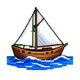 Bateau à Fond Plat — sprite pixel art 256×256