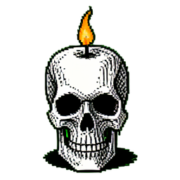Cire de bougie squelettique dégoulinante — sprite pixel art 256×256