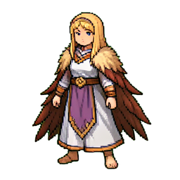 Túnica emplumada del sacerdote — sprite pixel art 256×256