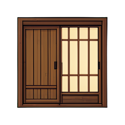 Sliding Wooden Door — 256×256 pixel art sprite