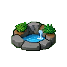 Pequeña fuente termal — sprite pixel art 256×256