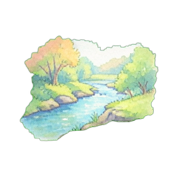 Sección de arroyo pequeño — sprite pixel art 256×256