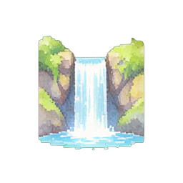Kleine Wasserfall — 256×256 Pixel-Art-Sprite