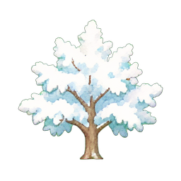 雪覆盖的灌木花 — 256×256 像素游戏素材