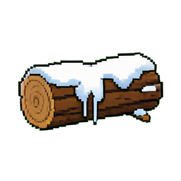 雪覆盖的倒下的木头 — 256×256 像素游戏素材