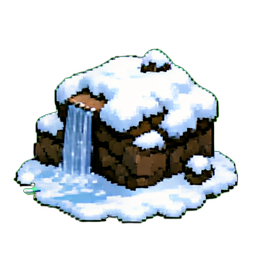 雪覆盖的热泉 — 256×256 像素游戏素材
