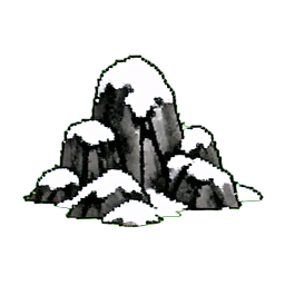 雪覆盖的岩石簇 — 256×256 像素游戏素材