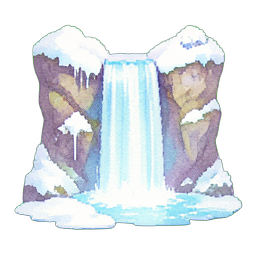 雪覆盖的瀑布迷你 — 256×256 像素游戏素材