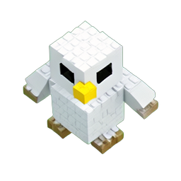Snow Owl (Voxel) - 256x256 pixel art sprite