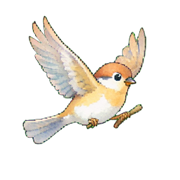 참새 — 256×256 픽셀 아트 스프라이트