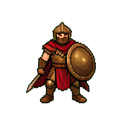 Guerrero espartano (16-bit) — sprite pixel art 256×256