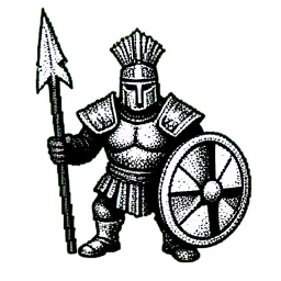 Spartaner Krieger (1-Bit) — 256×256 Pixel-Art-Sprite