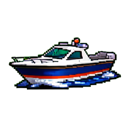 スピードボート — 256×256 ピクセルアートスプライト