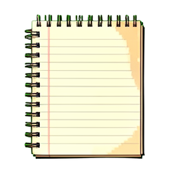 Caderno espiral quadriculado — sprite pixel art 256×256