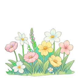 Fleurs de la prairie printanière — sprite pixel art 256×256