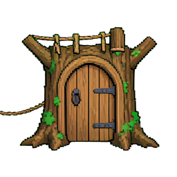 Stabile Hohlstamm-Tür — 256×256 Pixel-Art-Sprite