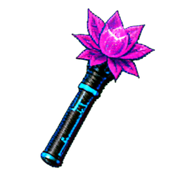 Druide du Bâton (Cyberpunk) — sprite pixel art 256×256