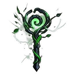 Stab-Druide (VFX) — 256×256 Pixel-Art-Sprite