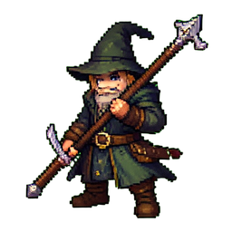Druide du Bâton — sprite pixel art 256×256