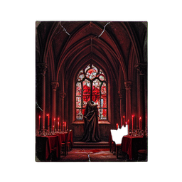 Buntglasfenster Zinnoberrot — 256×256 Pixel-Art-Sprite
