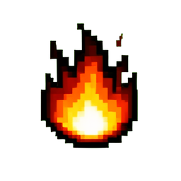 Icono de Estado: Quemado — sprite pixel art 256×256