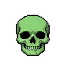 Poison de estado Calavera Verde — sprite pixel art 256×256