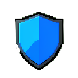 Bouclier de statut Buff Bleu — sprite pixel art 256×256