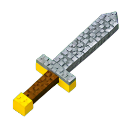 Steel Sword (Voxel) - 256x256 pixel art sprite
