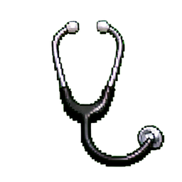 Estetoscópio tubo preto — sprite pixel art 256×256