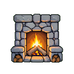 Brilho da Lareira de Pedra — sprite pixel art 256×256