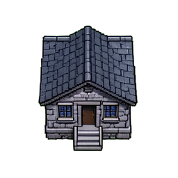 돌 집 (16-Bit) — 256×256 픽셀 아트 스프라이트
