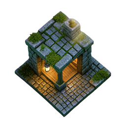 Stone House (HD-2D) - 256x256 pixel art sprite