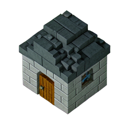 Casa de pedra (Voxel) — sprite pixel art 256×256