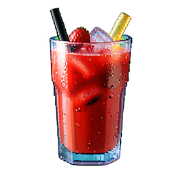 Erdbeer-Milkshake hoch — 256×256 Pixel-Art-Sprite