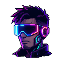 Visor hacker néon — sprite pixel art 256×256