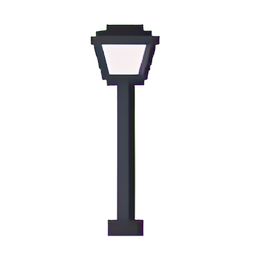 Poteau d'éclairage — sprite pixel art 256×256