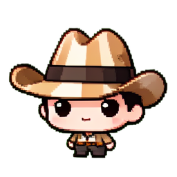 Chapeau de cowboy rayé — sprite pixel art 256×256