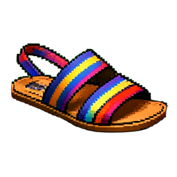 Sandálias listradas — sprite pixel art 256×256