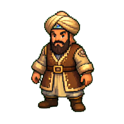 Sultan Goldmantel — 256×256 Pixel-Art-Sprite