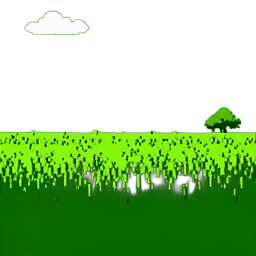 Ciel de prairie ensoleillé (Cinématique) — sprite pixel art 256×256