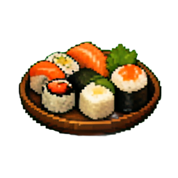 Sushi-Teller — 256×256 Pixel-Art-Sprite