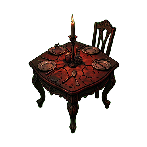 Table Setting Dinner Dust — 512×512 pixel art sprite