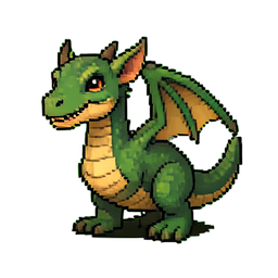 Filhote de dragão — sprite pixel art 256×256