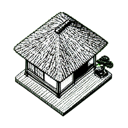 بيت الشاي (1-Bit) — رسم بكسل 256×256