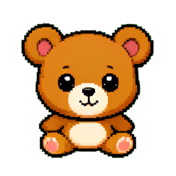 Coração de urso de pelúcia — sprite pixel art 256×256