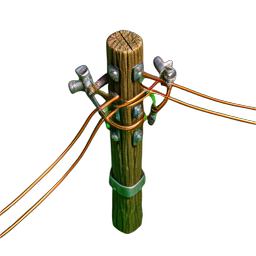 Telephone Pole (HD-2D) — 256×256 pixel art sprite