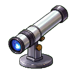 Lente de telescopio — sprite pixel art 256×256